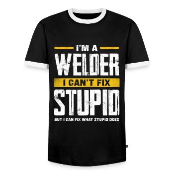 Schweißer Können Nicht Dummheit Reparieren - Männer Kontrast-T-Shirt - Schwarz/Weiß - Vorne - AI Model Female 172 light (172cm) & AI Model Male 178 light (178cm)