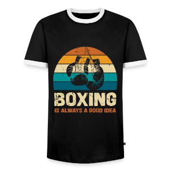 Boxing is always a good idea - Men's Ringer Shirt - black/white - Front - AI Model Female 172 light (172cm) & AI Model Male 178 light (178cm)