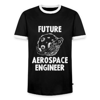 Future Aerospace Engineer - Men's Ringer Shirt - black/white - Front - AI Model Female 172 light (172cm) & AI Model Male 178 light (178cm)