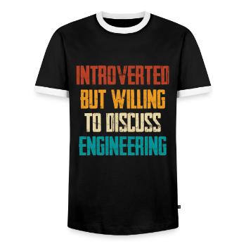 Introverted But Ready About Engineering - Men's Ringer Shirt - black/white - Front - AI Model Female 172 light (172cm) & AI Model Male 178 light (178cm)