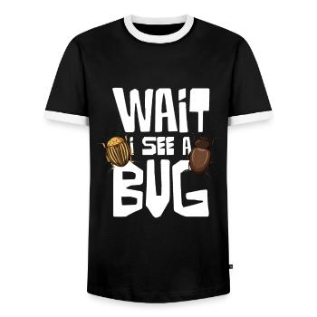 Wait I See A Bug Insect Lovers - Men's Ringer Shirt - black/white - Front - AI Model Female 172 light (172cm) & AI Model Male 178 light (178cm)