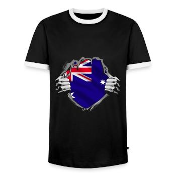 Australische Flagge Enthüllt Stolz - Männer Kontrast-T-Shirt - Schwarz/Weiß - Vorne - AI Model Female 172 light (172cm) & AI Model Male 178 light (178cm)