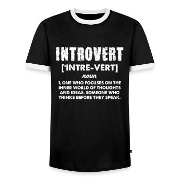 Introvert Definition Humor Statement - Männer Kontrast-T-Shirt - Schwarz/Weiß - Vorne - AI Model Female 172 light (172cm) & AI Model Male 178 light (178cm)