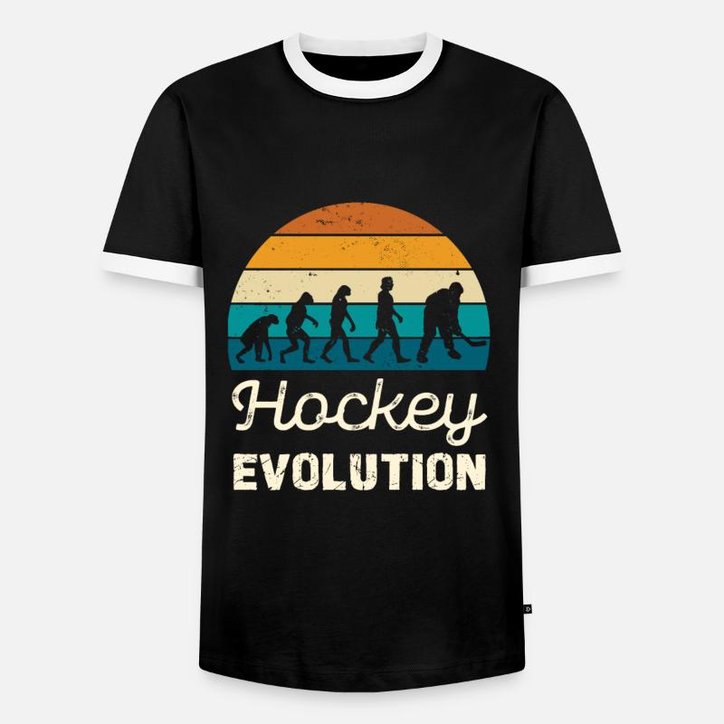 Hockey Evolution Retro Illustration - Men's Ringer Shirt - black/white