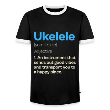 Ukelele Definition Gute Vibes Musik - Männer Kontrast-T-Shirt - Schwarz/Weiß - Vorne - AI Model Female 172 light (172cm) & AI Model Male 178 light (178cm)