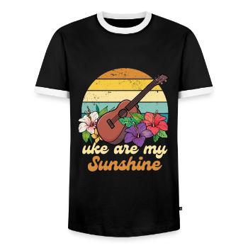 Uke Are My Sunshine Vintage Ukulele Blumen - Männer Kontrast-T-Shirt - Schwarz/Weiß - Vorne - AI Model Female 172 light (172cm) & AI Model Male 178 light (178cm)