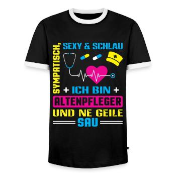 Altenpfleger Geschenk Altenpflege Pflegefachkraft - Männer Kontrast-T-Shirt - Schwarz/Weiß - Vorne - AI Model Female 172 light (172cm) & AI Model Male 178 light (178cm)