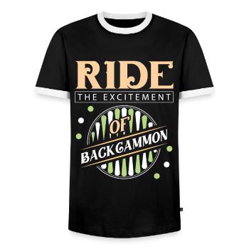Backgammon Spiel - Männer Kontrast-T-Shirt - Schwarz/Weiß - Vorne - AI Model Female 172 light (172cm) & AI Model Male 178 light (178cm)