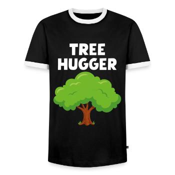 Tree Hugger - Men's Ringer Shirt - black/white - Front - AI Model Female 172 light (172cm) & AI Model Male 178 light (178cm)