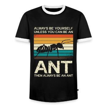 Always be unique like an ant - Men's Ringer Shirt - black/white - Front - AI Model Female 172 light (172cm) & AI Model Male 178 light (178cm)