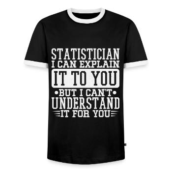 Funny Statistician Statistics Mathematics Algebra - Men's Ringer Shirt - black/white - Front - AI Model Female 172 light (172cm) & AI Model Male 178 light (178cm)