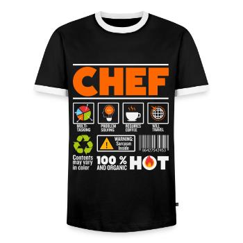 Cuisine cuisine cuisine cuillère cuisinier cuisinier cadeau - T-shirt contrasté Homme - noir/blanc - Devant - AI Model Female 172 light (172cm) & AI Model Male 178 light (178cm)