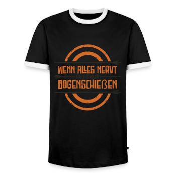 Bogenschießen Bogensport Bogenschütze Pfeil - Männer Kontrast-T-Shirt - Schwarz/Weiß - Vorne - AI Model Female 172 light (172cm) & AI Model Male 178 light (178cm)