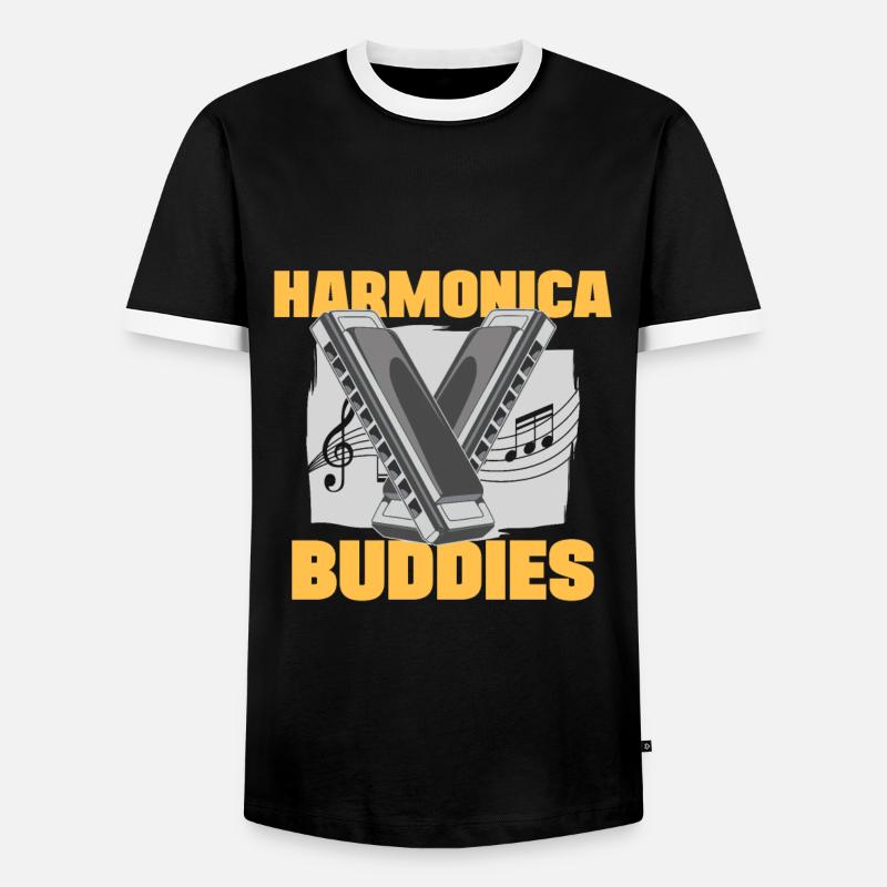 Harmonica Buddies Harmonicist Gift Idea - Men's Ringer Shirt - black/white
