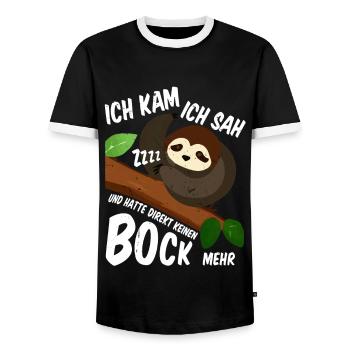 Ich kam ich sah und hatte direkt keinen Bock mehr - Männer Kontrast-T-Shirt - Schwarz/Weiß - Vorne - AI Model Female 172 light (172cm) & AI Model Male 178 light (178cm)