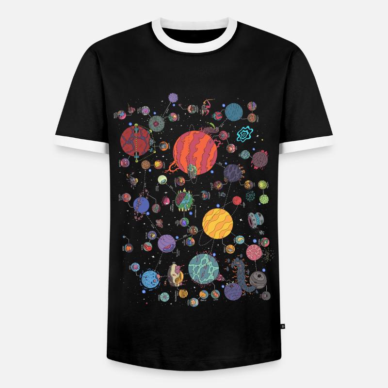 Space Planet Galaxy Graphic - Men's Ringer Shirt - black/white