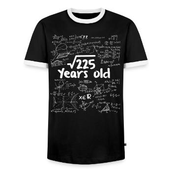 15th Birthday Years Root 225 Gift - Men's Ringer Shirt - black/white - Front - AI Model Female 172 light (172cm) & AI Model Male 178 light (178cm)