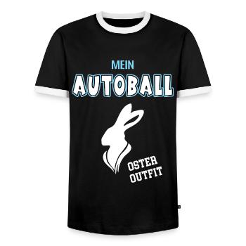 Autoball Oster Outfit Autoballspieler Ostern - Männer Kontrast-T-Shirt - Schwarz/Weiß - Vorne - AI Model Female 172 light (172cm) & AI Model Male 178 light (178cm)