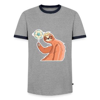 Faultier WM Fußball Weltmeisterschaft Geschenk - Männer Kontrast-T-Shirt - Grau/Navy  - Vorne - AI Model Female 172 light (172cm) & AI Model Male 178 light (178cm)