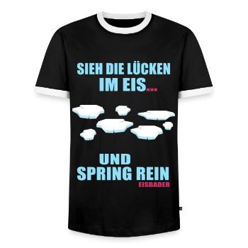 Eisbader Kältebad Mut zum Eisloch Winterschwimmen - Männer Kontrast-T-Shirt - Schwarz/Weiß - Vorne - AI Model Female 172 light (172cm) & AI Model Male 178 light (178cm)