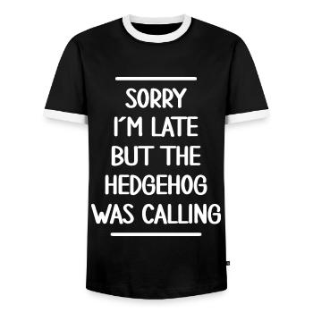 Hedgehog hedgehog friend saves hedgehog family - Men's Ringer Shirt - black/white - Front - AI Model Female 172 light (172cm) & AI Model Male 178 light (178cm)