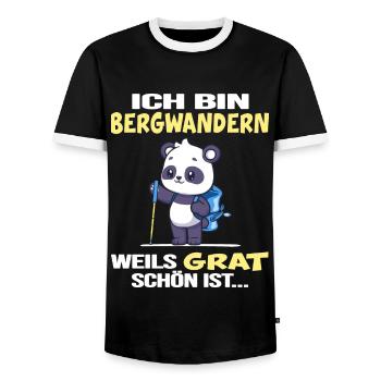 Mountain hiking Hut tour servus alpin summit ridge - Men's Ringer Shirt - black/white - Front - AI Model Female 172 light (172cm) & AI Model Male 178 light (178cm)