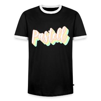Pastel - T-shirt contrasté Homme - noir/blanc - Devant - AI Model Female 172 light (172cm) & AI Model Male 178 light (178cm)