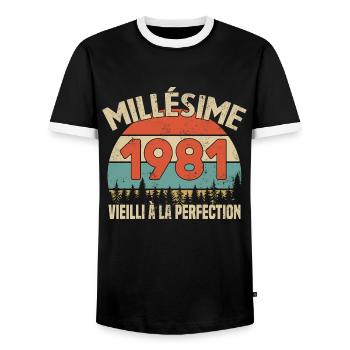 Millésime 1981 Cadeau Anniversaire Humour - T-shirt contrasté Homme - noir/blanc - Devant - AI Model Female 172 light (172cm) & AI Model Male 178 light (178cm)