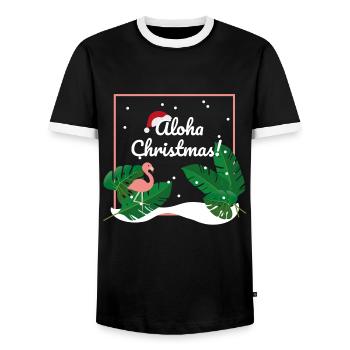 Aloha Noël! Salutations de Noël avec une touche caribéenne - T-shirt contrasté Homme - noir/blanc - Devant - AI Model Female 172 light (172cm) & AI Model Male 178 light (178cm)