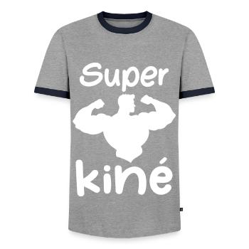 Super kiné - T-shirt contrasté Homme - gris/marine  - Devant - AI Model Female 172 light (172cm) & AI Model Male 178 light (178cm)