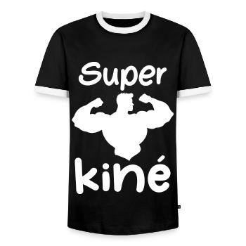 Super kiné - T-shirt contrasté Homme - noir/blanc - Devant - AI Model Female 172 light (172cm) & AI Model Male 178 light (178cm)