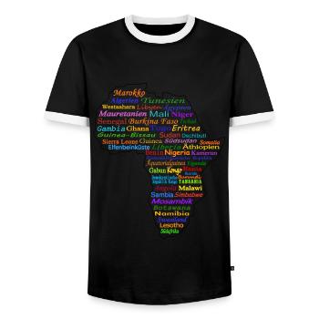 Afrika Länder Karte Umriss Ländernamen - Männer Kontrast-T-Shirt - Schwarz/Weiß - Vorne - AI Model Female 172 light (172cm) & AI Model Male 178 light (178cm)