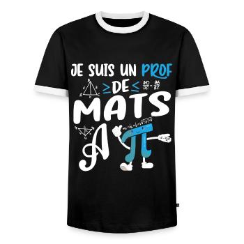 Prof de Maths Happy Cadeau Drôle Mathématicien - T-shirt contrasté Homme - noir/blanc - Devant - AI Model Female 172 light (172cm) & AI Model Male 178 light (178cm)