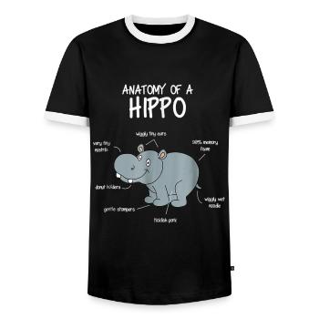 Hippo, cadeau drôle de T-shirt d'hippopotame - T-shirt contrasté Homme - noir/blanc - Devant - AI Model Female 172 light (172cm) & AI Model Male 178 light (178cm)