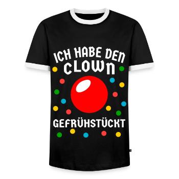 Faschingsmuffel Clown gefrühstückt Kein Kostüm Fun - Männer Kontrast-T-Shirt - Schwarz/Weiß - Vorne - AI Model Female 172 light (172cm) & AI Model Male 178 light (178cm)