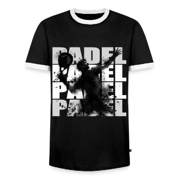 Padel - Männer Kontrast-T-Shirt - Schwarz/Weiß - Vorne - AI Model Female 172 light (172cm) & AI Model Male 178 light (178cm)