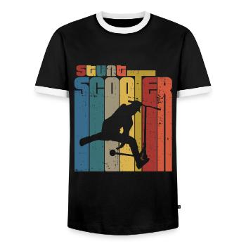 Scooter Stunt - Männer Kontrast-T-Shirt - Schwarz/Weiß - Vorne - AI Model Female 172 light (172cm) & AI Model Male 178 light (178cm)