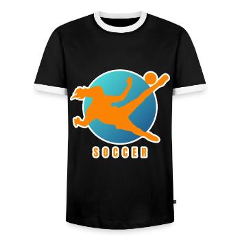 Frauen Fußball Spielerin Geschenk Team Mannschaft - Männer Kontrast-T-Shirt - Schwarz/Weiß - Vorne - AI Model Female 172 light (172cm) & AI Model Male 178 light (178cm)