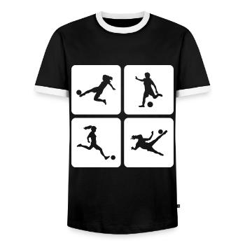 Frauenfußball - Männer Kontrast-T-Shirt - Schwarz/Weiß - Vorne - AI Model Female 172 light (172cm) & AI Model Male 178 light (178cm)