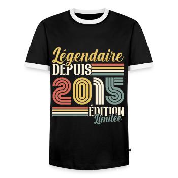 Légendaire Depuis 2015 - T-shirt contrasté Homme - noir/blanc - Devant - AI Model Female 172 light (172cm) & AI Model Male 178 light (178cm)