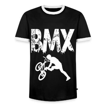 BMX Rennrad Radfahrer Trick - Männer Kontrast-T-Shirt - Schwarz/Weiß - Vorne - AI Model Female 172 light (172cm) & AI Model Male 178 light (178cm)