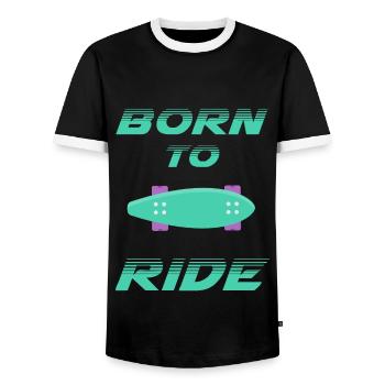 né pour rouler born to ride skateboard skate - T-shirt contrasté Homme - noir/blanc - Devant - AI Model Female 172 light (172cm) & AI Model Male 178 light (178cm)