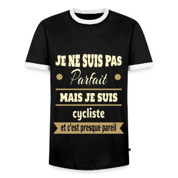 Pas parfait mais cycliste vélo humour - T-shirt contrasté Homme - noir/blanc - Devant - AI Model Female 172 light (172cm) & AI Model Male 178 light (178cm)