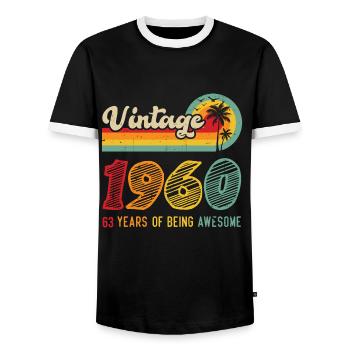 Vintage 1960, birthday gift 63 years - Men's Ringer Shirt - black/white - Front - AI Model Female 172 light (172cm) & AI Model Male 178 light (178cm)