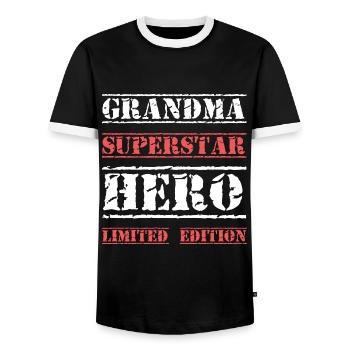 Best Granny Star Quote - Men's Ringer Shirt - black/white - Front - AI Model Female 172 light (172cm) & AI Model Male 178 light (178cm)