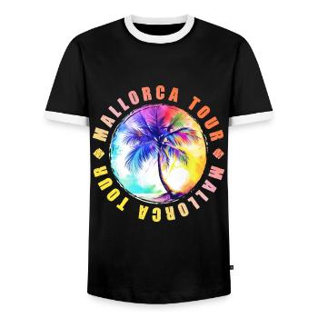 Visite de Majorque colorée - T-shirt contrasté Homme - noir/blanc - Devant - AI Model Female 172 light (172cm) & AI Model Male 178 light (178cm)