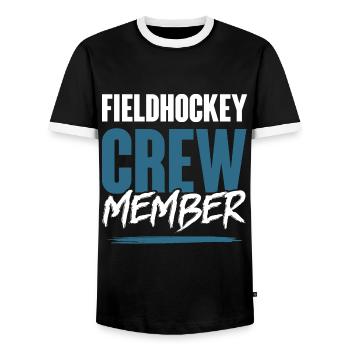 Fieldhockey Crew - Männer Kontrast-T-Shirt - Schwarz/Weiß - Vorne - AI Model Female 172 light (172cm) & AI Model Male 178 light (178cm)