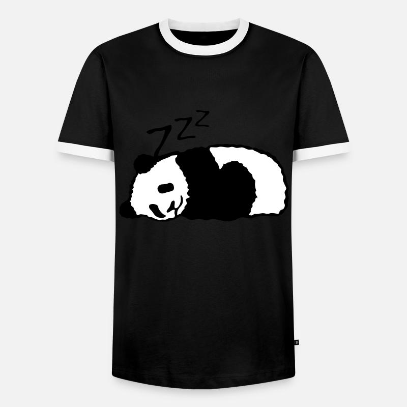 panda sleeps nap sleeping - Men's Ringer Shirt - black/white