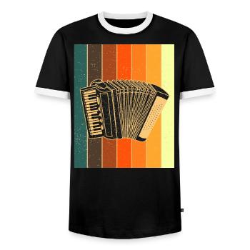 accordion - Men's Ringer Shirt - black/white - Front - AI Model Female 172 light (172cm) & AI Model Male 178 light (178cm)