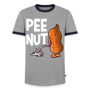 PeePeenut Pee Nut lustige Erdnuss - Männer Kontrast-T-Shirt - Grau/Navy  - Vorne - AI Model Female 172 light (172cm) & AI Model Male 178 light (178cm)